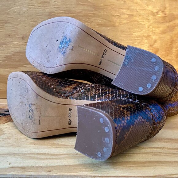 Dolce Vita Eden Platform Snakeskin Brown Boot Bootie 6 - Picture 3 of 4